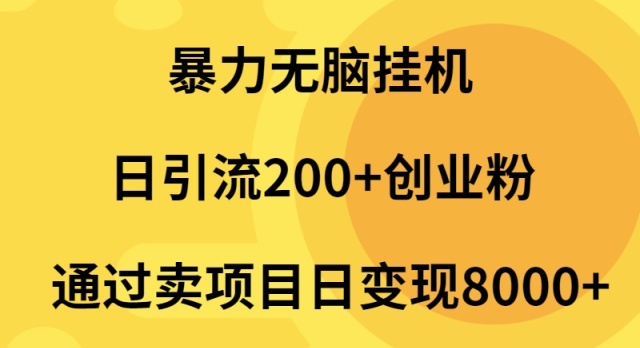 （9788期）暴力无脑挂机日引流200+创业粉通过卖项目日变现2000+-木木源码网