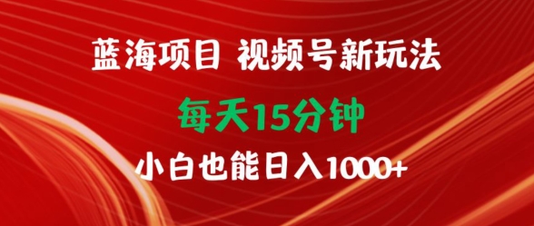 蓝海项目，视频号新玩法，每天15分钟，小白也能日入1000+-中赚微课堂-木木源码网