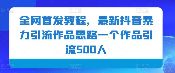 全网首发教程，最新抖音暴力引流作品思路一个作品引流500人-中赚微课堂-木木源码网