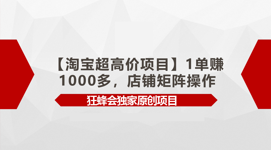 （9849期）【淘宝超高价项目】1单赚1000多，店铺矩阵操作-木木源码网