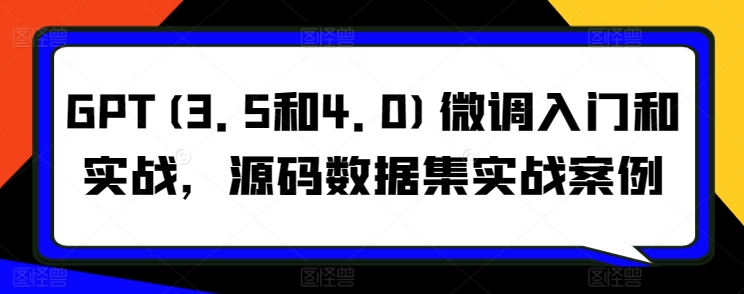 GPT(3.5和4.0)微调入门和实战，源码数据集实战案例-中赚微课堂-木木源码网