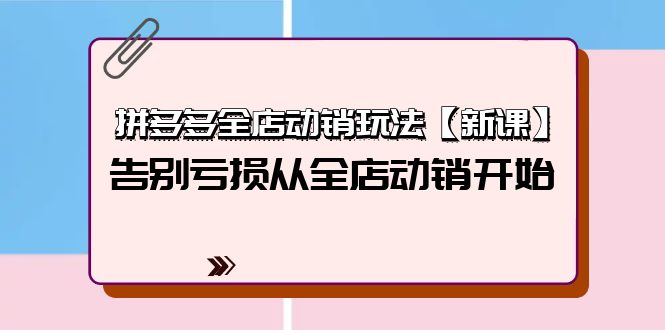 （9974期）拼多多全店动销玩法【新课】，告别亏损从全店动销开始（4节视频课）-木木源码网