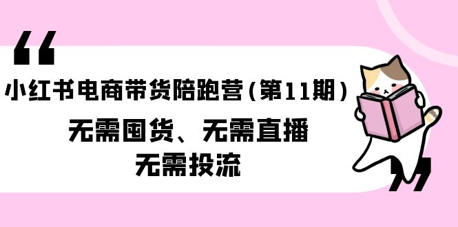 （9996期）小红书电商带货陪跑营(第11期)无需囤货、无需直播、无需投流（送往期10套）-木木源码网