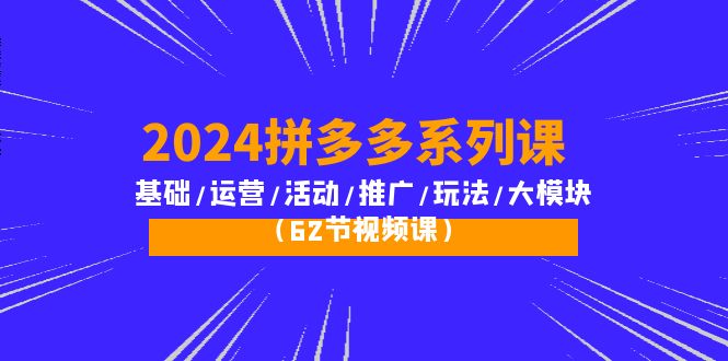 （10019期）2024拼多多系列课：基础/运营/活动/推广/玩法/大模块（62节视频课）-木木源码网