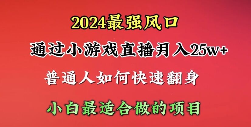 （10020期）2024年最强风口，通过小游戏直播月入25w+单日收益5000+小白最适合做的项目-木木源码网