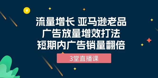 （10112期）流量增长 亚马逊老品广告放量增效打法，短期内广告销量翻倍（3堂直播课）-木木源码网