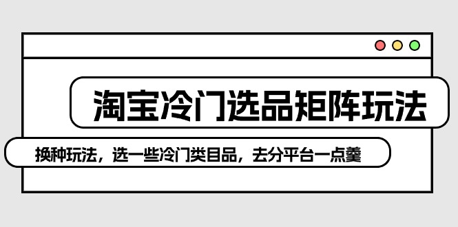 （10159期）淘宝冷门选品矩阵玩法：换种玩法，选一些冷门类目品，去分平台一点羹-木木源码网