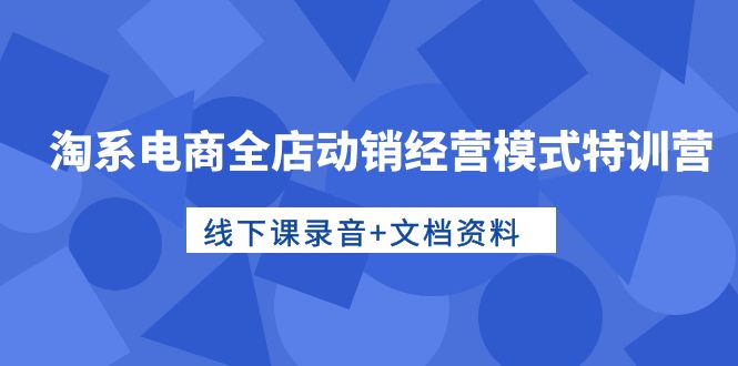 （10192期）淘系电商全店动销经营模式特训营，线下课录音+文档资料-木木源码网