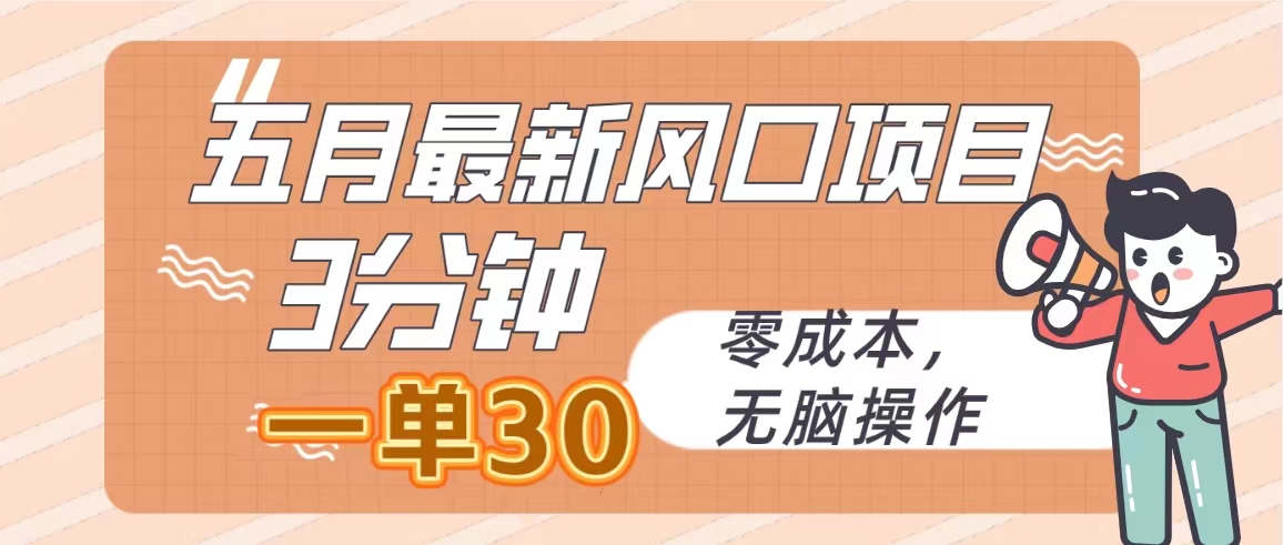 （10256期）五月最新风口项目，3分钟一单30，零成本，无脑操作-木木源码网