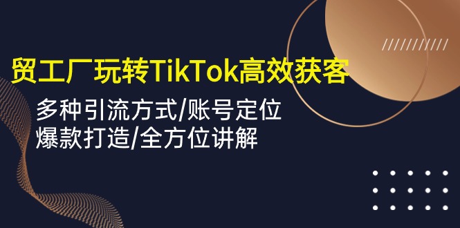 （10302期）外贸工厂玩转TikTok高效获客，多种引流方式/账号定位/爆款打造/全方位讲解-木木源码网