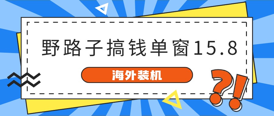 （10385期）海外装机，野路子搞钱，单窗口15.8，已变现10000+-木木源码网