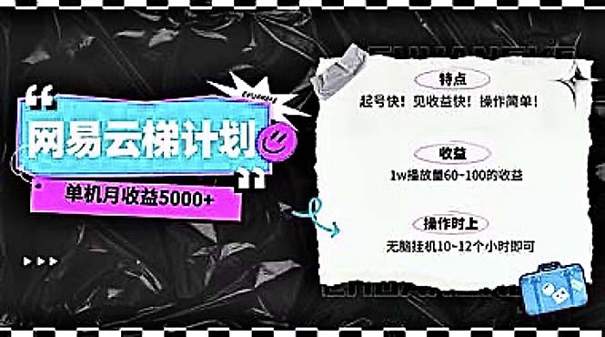 （10389期）2024网易云云梯计划 单机日300+ 无脑月入5000+-木木源码网