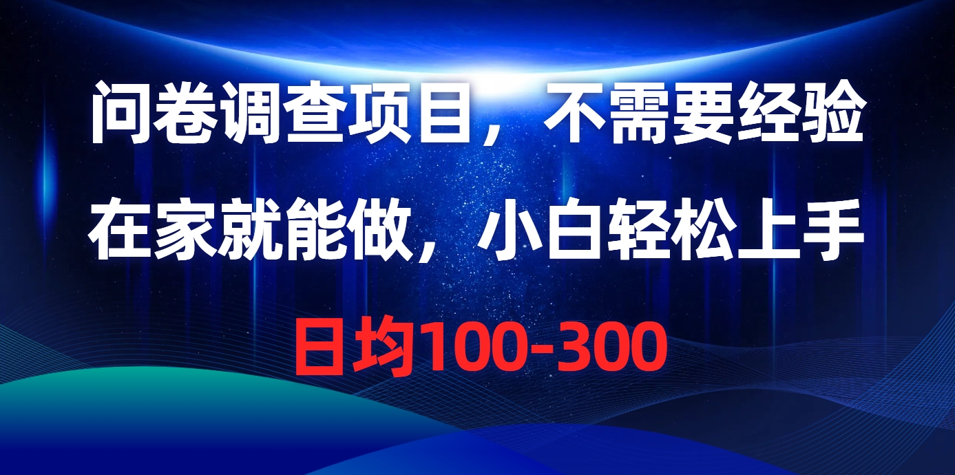 （10402期）问卷调查项目，不需要经验，在家就能做，小白轻松上手，日均100-300-木木源码网