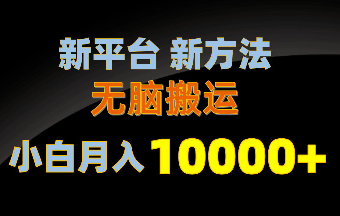 （10605期）新平台新方法，无脑搬运，月赚10000+，小白轻松上手不动脑-木木源码网