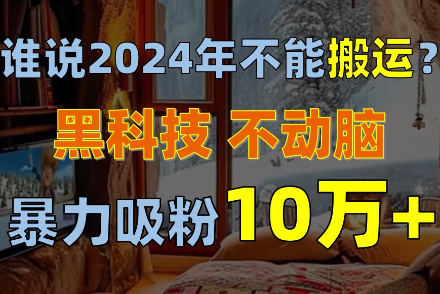 （10634期）谁说2024年不能搬运？只动手不动脑，自媒体平台单月暴力涨粉10000+-木木源码网