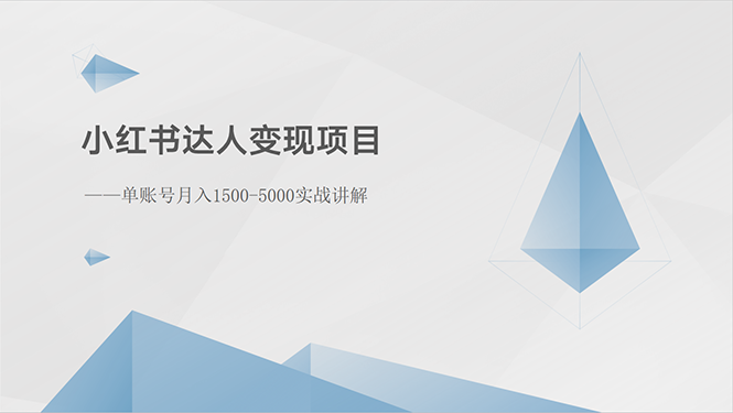 （10720期）小红书达人变现项目：单账号月入1500-3000实战讲解-木木源码网