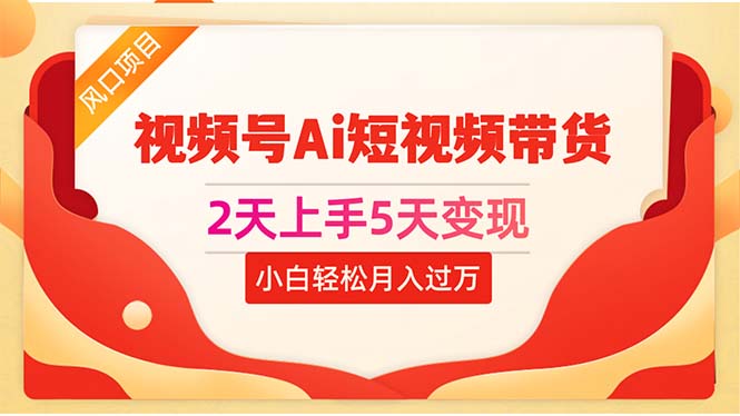 （10807期）2天上手5天变现视频号Ai短视频带货0粉丝0基础小白轻松月入过万-木木源码网