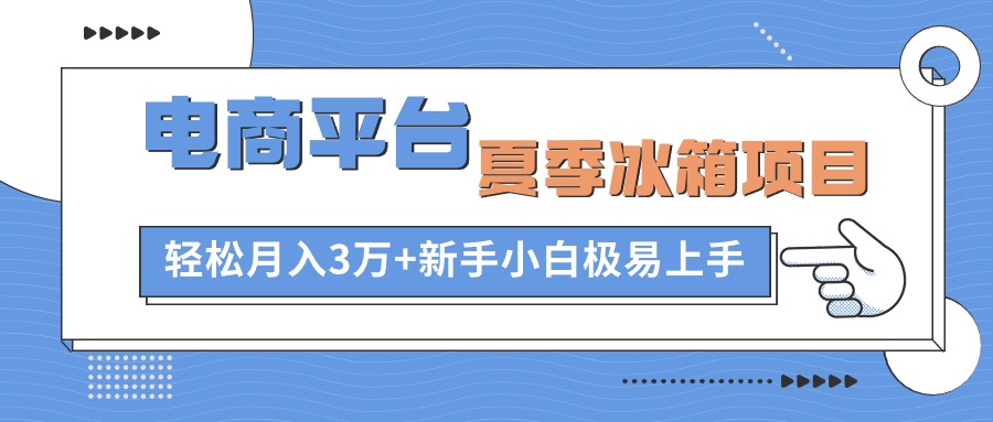 （10934期）电商平台夏季冰箱项目，轻松月入3万+，新手小白极易上手-木木源码网