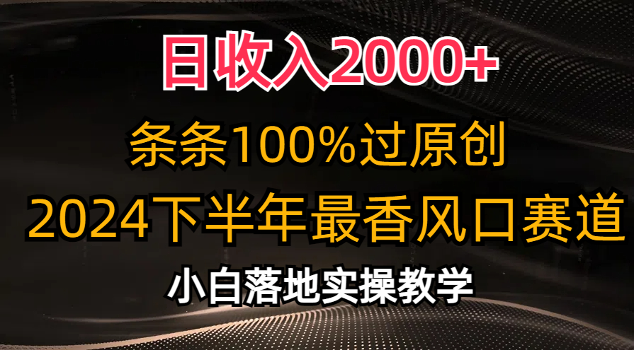 （10951期）日收入2000+，条条100%过原创，2024下半年最香风口赛道，小白轻松上手-木木源码网