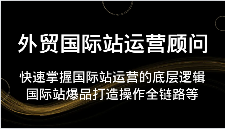 外贸国际站运营顾问-快速掌握国际站运营的底层逻辑，国际站爆品打造操作全链路等-中赚网_分享中创网创业资讯_最新网络项目资源-木木源码网