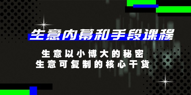 生意内幕和手段课程，生意以小博大的秘密，生意可复制的核心干货（20节）-中赚网_分享中创网创业资讯_最新网络项目资源-木木源码网