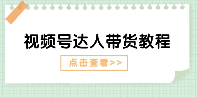 （11162期）视频号达人带货教程：达人剧情打法（长期）+达人带货广告（短期）-木木源码网