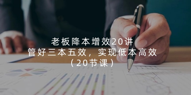 （11238期）老板 降本增效20讲，管好 三本五效，实现低本高效（20节课）-木木源码网