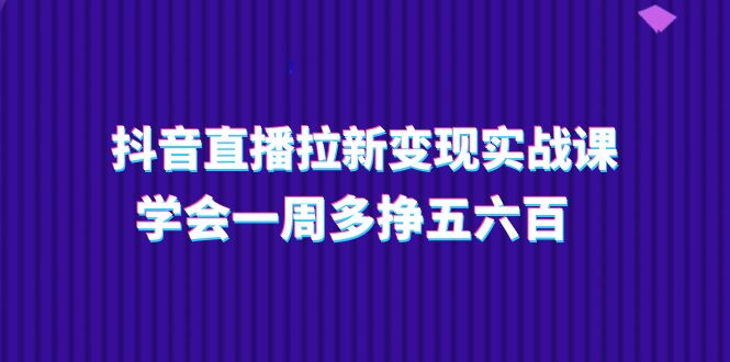 （11254期）抖音直播拉新变现实操课，学会一周多挣五六百（15节课）-木木源码网