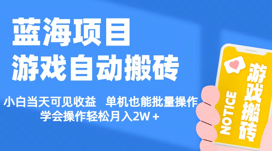 （11265期）【蓝海项目】游戏自动搬砖 小白当天可见收益 单机也能批量操作 学会操…-木木源码网