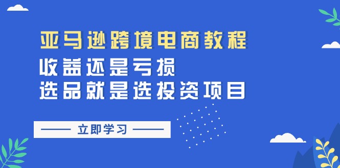 （11432期）亚马逊跨境电商教程：收益还是亏损！选品就是选投资项目-木木源码网