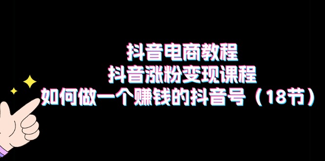 （11436期）抖音电商教程：抖音涨粉变现课程：如何做一个赚钱的抖音号（18节）-木木源码网