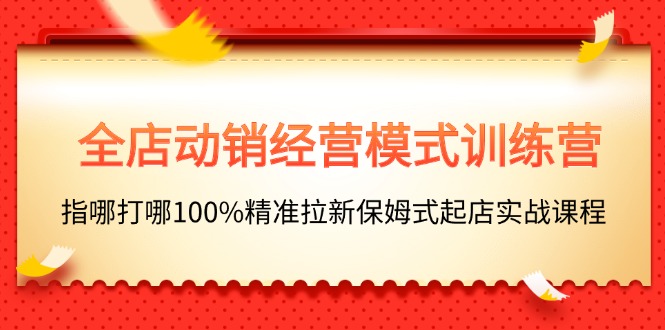 （11460期）全店动销-经营模式训练营，指哪打哪100%精准拉新保姆式起店实战课程-木木源码网