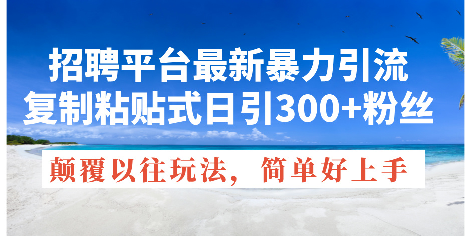 （11538期）招聘平台最新暴力引流，复制粘贴式日引300+粉丝，颠覆以往垃圾玩法，简…-木木源码网