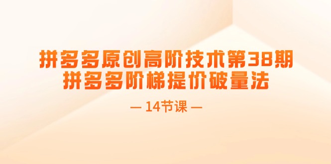 （11704期）拼多多原创高阶技术第38期，拼多多阶梯提价破量法（14节课）-木木源码网