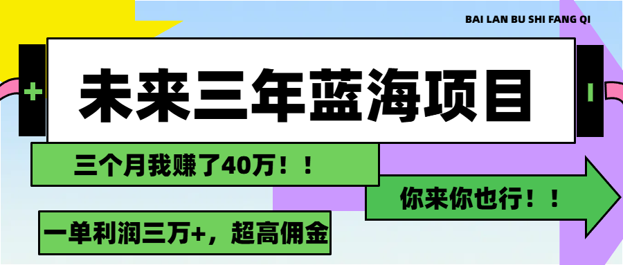 （11716期）未来三年，蓝海赛道，月入3万+-木木源码网