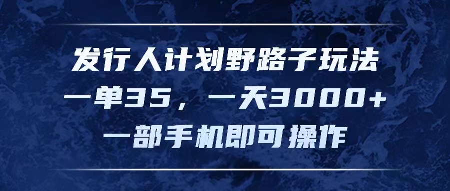 （11750期）发行人计划野路子玩法，一单35，一天3000+，一部手机即可操作-木木源码网