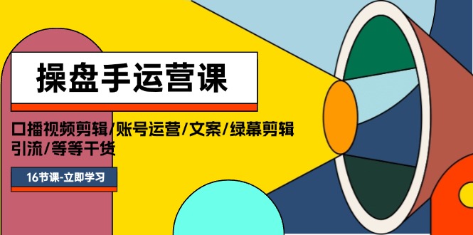 （11803期）操盘手运营课程：口播视频剪辑/账号运营/文案/绿幕剪辑/引流/干货/16节-木木源码网