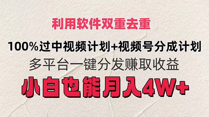 （11862期）利用软件双重去重，100%过中视频+视频号分成计划小白也可以月入4W+-木木源码网