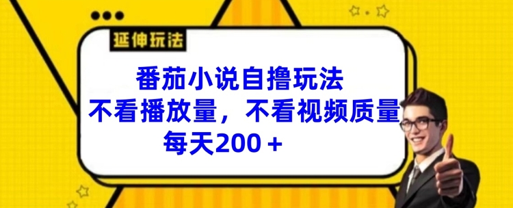 番茄小说自撸游戏玩法，不要看播放率，不要看视频清晰度，每日200 【揭密】-中创网_分享中创网创业资讯_最新网络项目资源-木木源码网