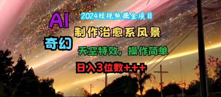 2024短视频掘金项目，AI制作治愈系风景，奇幻天空特效，操作简单，日入3位数【揭秘】-中创网_分享中创网创业资讯_最新网络项目资源-木木源码网