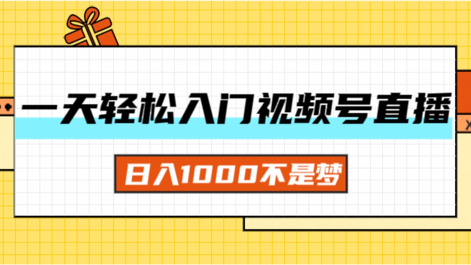 （11906期）一天入门视频号直播带货，日入1000不是梦-木木源码网