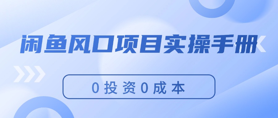 （11923期）闲鱼风口项目实操手册，0投资0成本，让你做到，月入过万，新手可做-木木源码网