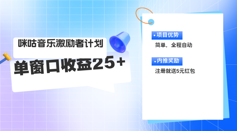 （11942期）咪咕激励者计划，单窗口收益20~25，可矩阵操作-木木源码网