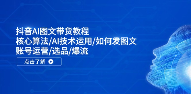 （11958期）抖音AI图文带货教程：核心算法/AI技术运用/如何发图文/账号运营/选品/爆流-木木源码网