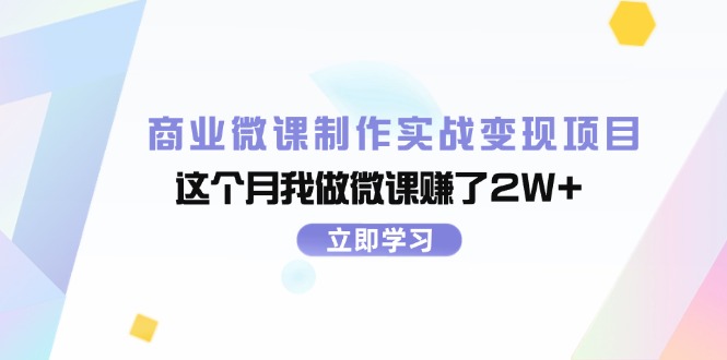 （11959期）商业微课制作实战变现项目，这个月我做微课赚了2W+-木木源码网