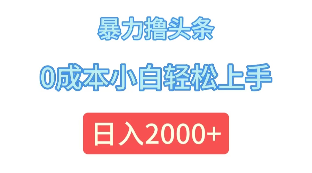 （12068期）暴力撸头条，0成本小白轻松上手，日入2000+-木木源码网