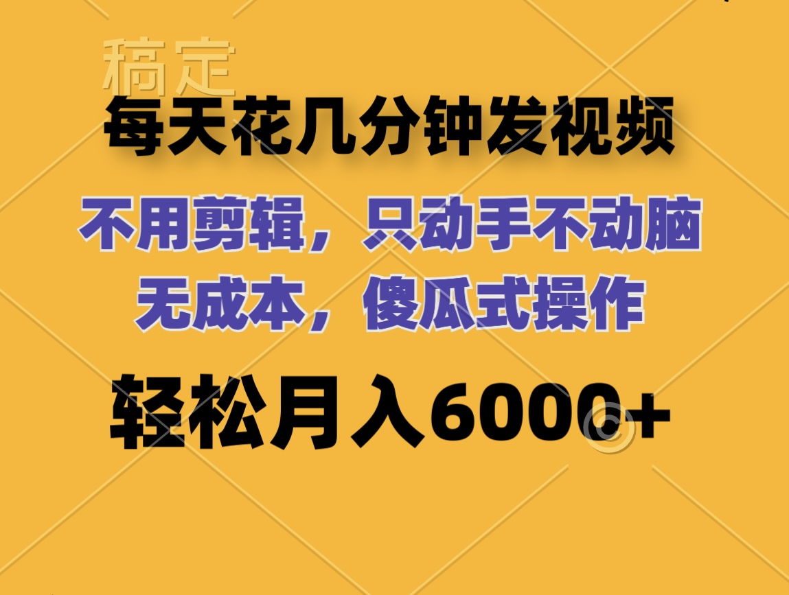 （12119期）每天花几分钟发视频 无需剪辑 动手不动脑 无成本 傻瓜式操作 轻松月入6…-木木源码网