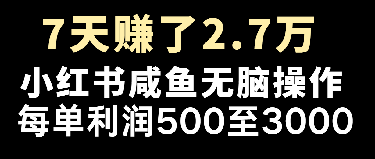 七天赚了2.7万！每单利润最少500+，轻松月入5万+小白有手就行-中创网_分享中创网创业资讯_最新网络项目资源-木木源码网