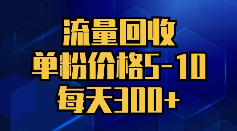 流量回收，单粉价格5-10，每天300+，轻松月入五位数-中创网_分享中创网创业资讯_最新网络项目资源-木木源码网