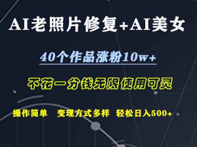 （12489期）AI老照片修复+AI美女玩发  40个作品涨粉10w+  不花一分钱使用可灵  操…-木木源码网